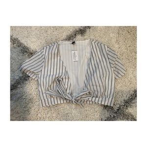 Striped Crop Tie Shirt